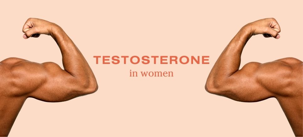 muscular arms and testosterone on nude background