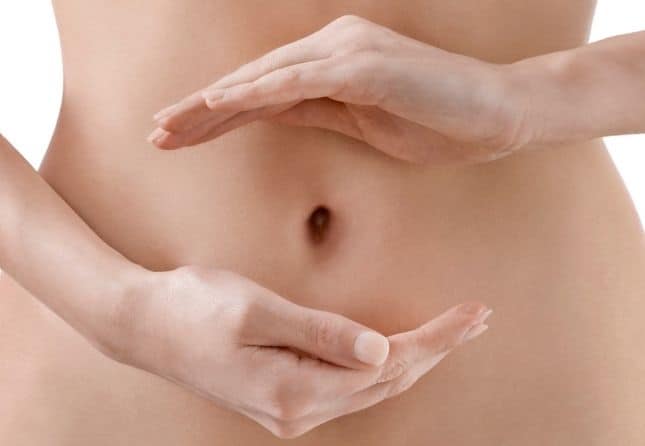 hands in circle on belly