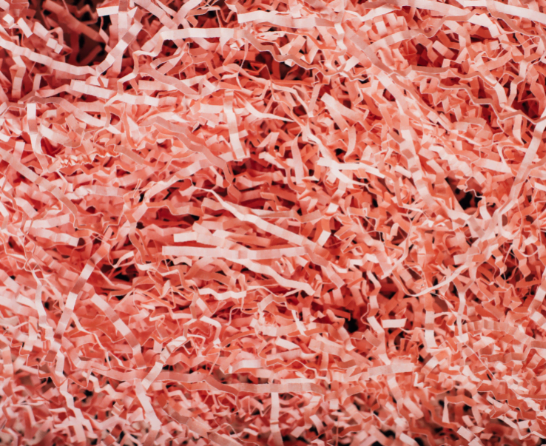 pink shredded paper