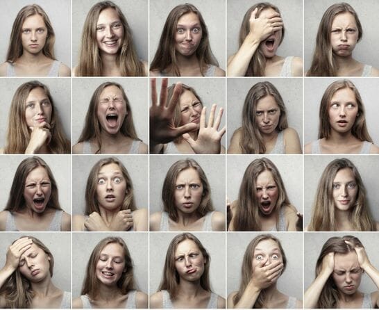 woman in many different faces