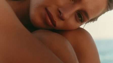 Women hugging her knees