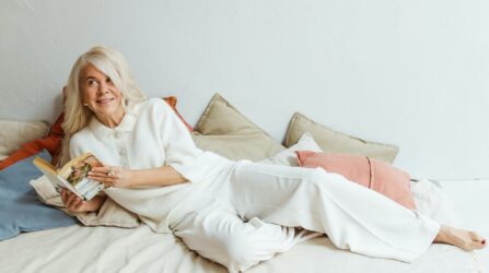 mature women on the sofa